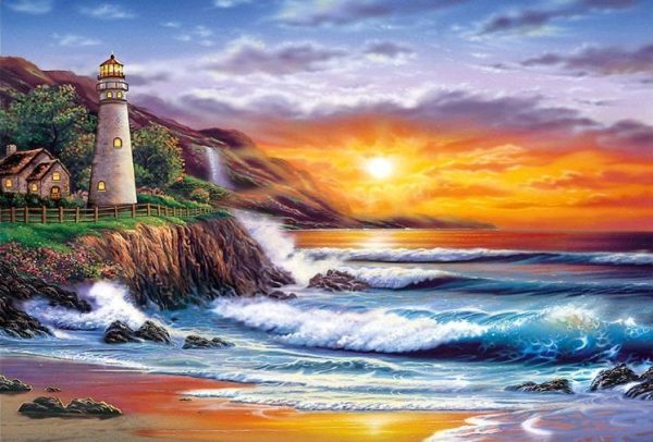 Special Order - Sunset Light House and Beach - Full Drill Diamond Painting - Specially ordered for you. Delivery is approximately 4 - 6 weeks. Discount