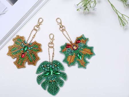 Diamond Painting Keychains -  LEAVES - Set of 3 Discount