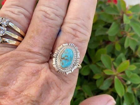 “The Blue Snow” dry Creek Turquoise ring on Sale