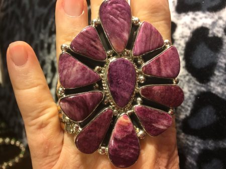 Huge Purple Spiny Oyster Flower Cluster Ring Sale