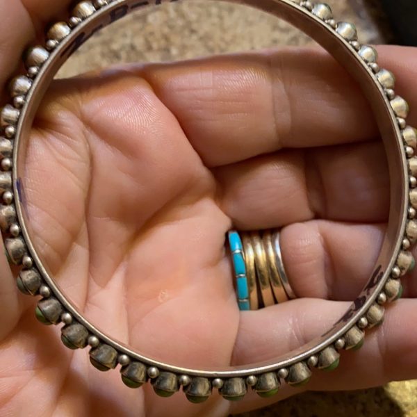 Turquoise circle 4mm stoned  bangle Discount