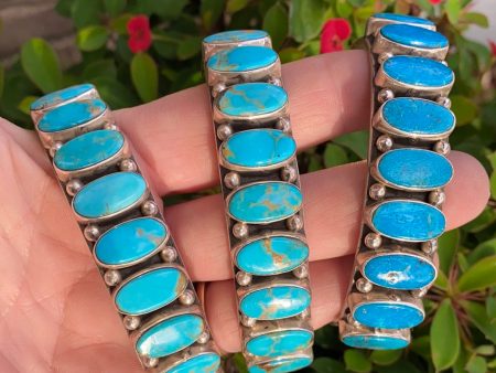 Kingman Turquoise medium oval Turquoise bracelet For Cheap