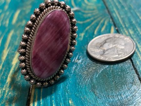 Perfect oval purple spiny oyster ring Fashion