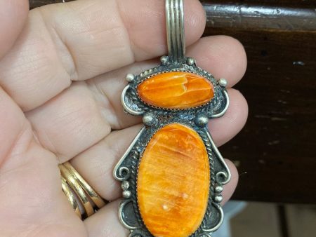 Orange Spiny Oyster 2 stone Pendant Supply