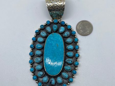 Large Sterling Silver  Turquoise pendant Supply