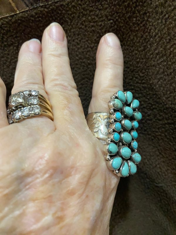 LONG TURQUOISE CLUSTER RINGS Sale