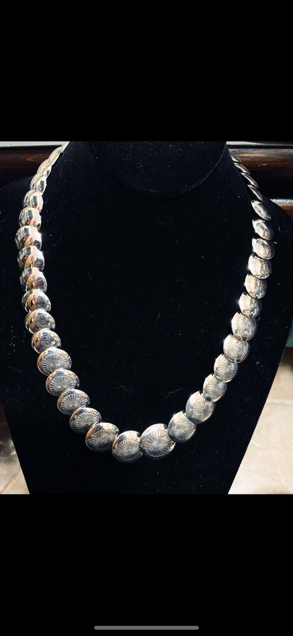 Sterling Silver Pillow Bead necklace  Online Sale