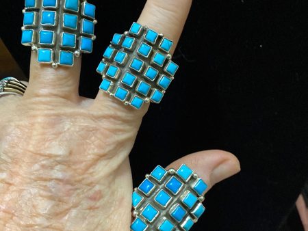 Square shaped turquoise stone ring Online Sale