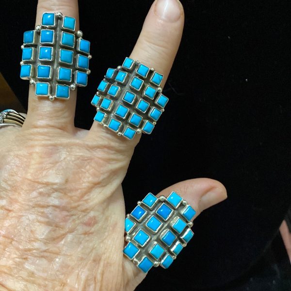 Square shaped turquoise stone ring Online Sale