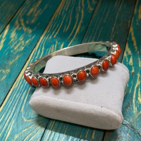 The Large stone Coral bangle bracelet Fashion