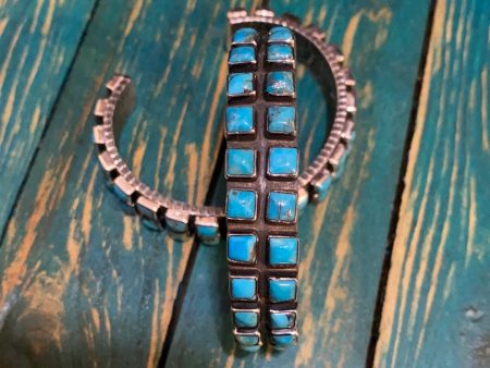 Double row turquoise and Sterling Silver bracelet Online now