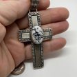 Solid Heavy Sterling Silver and White Buffalo cross pendant 3 inches Cheap