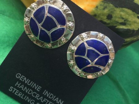 The Puzzle  Lapis inlay earrings on Sale