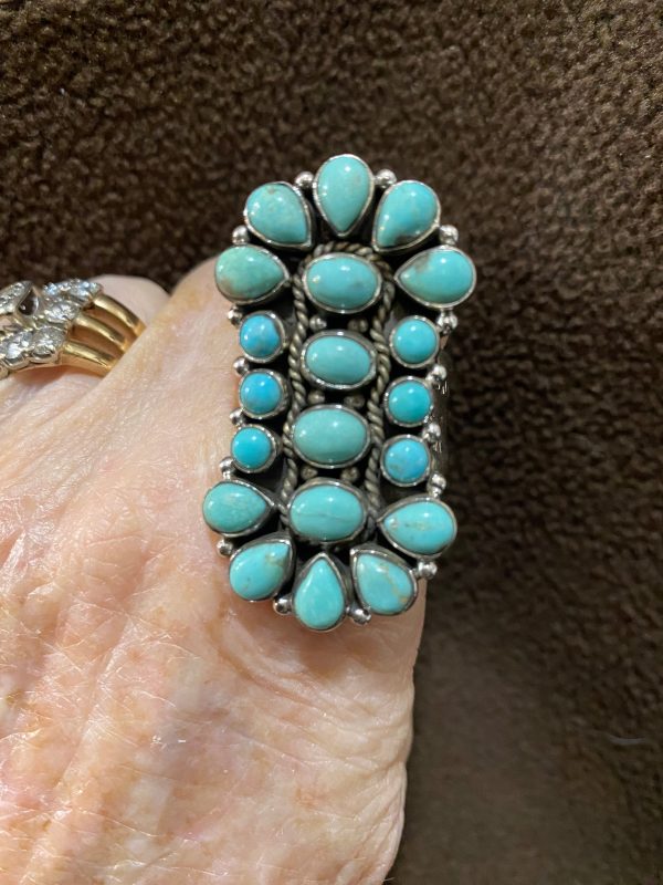 LONG TURQUOISE CLUSTER RINGS Sale