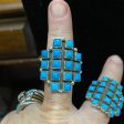 Square shaped turquoise stone ring Online Sale