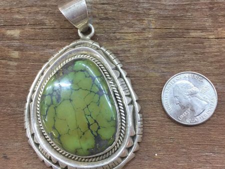 Large heavy green Turquoise pendant Cheap