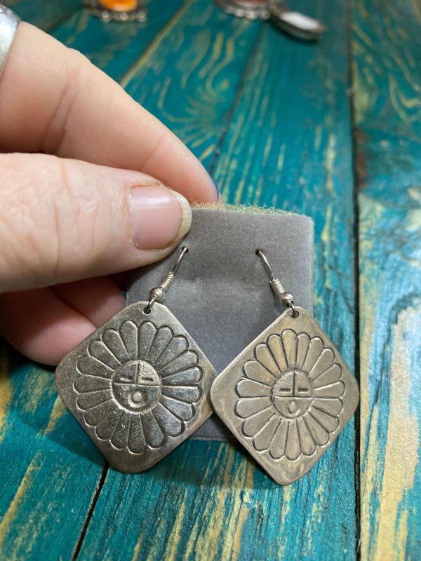 Sterling Silver Sun Face earrings For Cheap