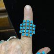 Square shaped turquoise stone ring Online Sale