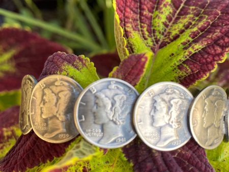 Mercury Dime bracelet with turquoise ends Online