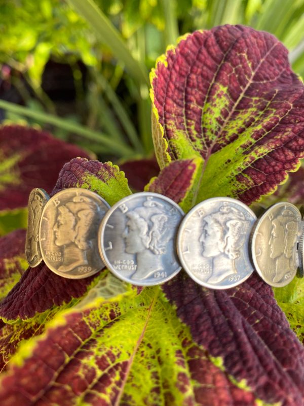 Mercury Dime bracelet with turquoise ends Online