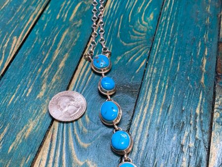 The Turquoise Drop necklace  20 inches For Sale