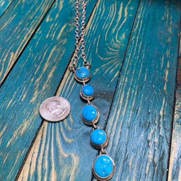 The Turquoise Drop necklace  20 inches For Sale