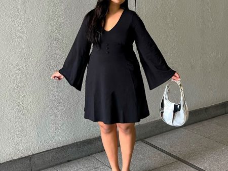 Bell Sleeve Mini Dress - Black Online