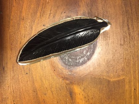 Black onyx carved feather Cheap