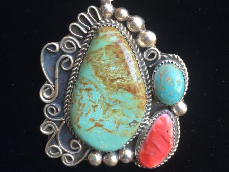 Super Navajo Turquoise, shell and Sterling silver necklace Online Hot Sale