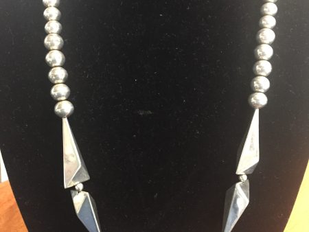 Classic Sterling silver triangular beaded necklace Discount