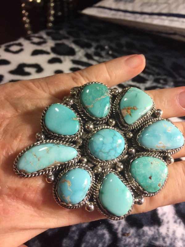 Huge Royston Turquoise Flower Cluster Ring Sale