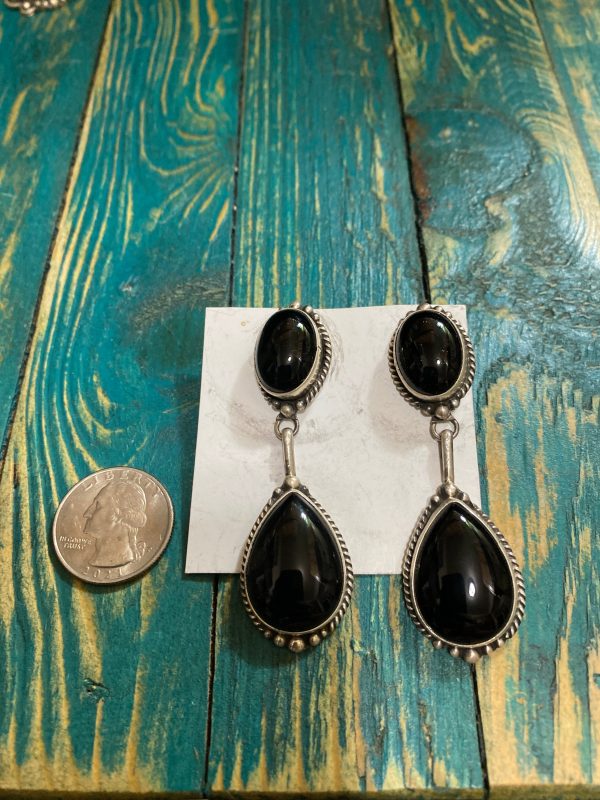 Large Black Onyx Drop Earrings Online