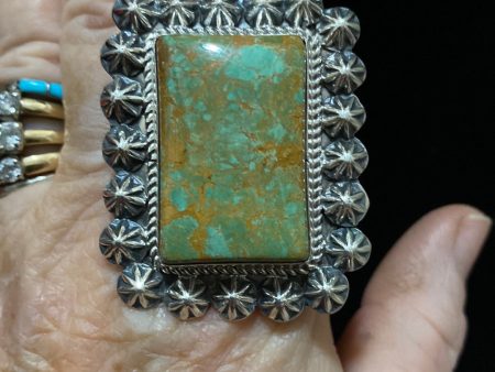 Green Turquoise rectangular ring Online Sale