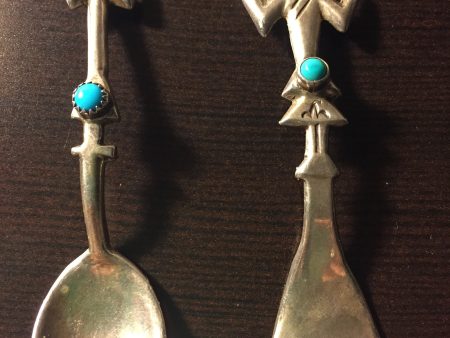 Vintage baby Kachina head fork and spoon set For Sale