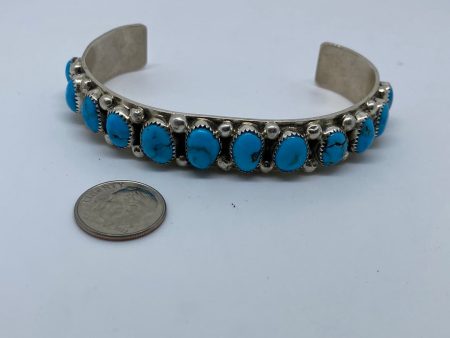 12 stone Kingman Turquoise bracelet Sale