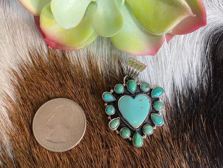 “Turquoise Heart Burst” pendant For Cheap