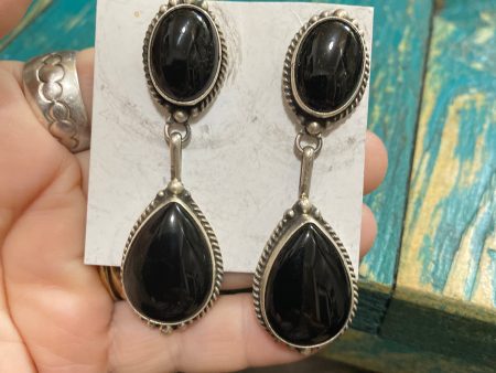 Large Black Onyx Drop Earrings Online