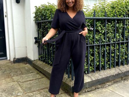 Ottoman Wrap Jumpsuit - Black Online Hot Sale