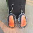 Antiqued Sterling silver orange spiny oyster earrings For Discount