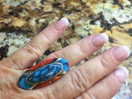 Inlay Turquoise, coral, black onxy Cheap