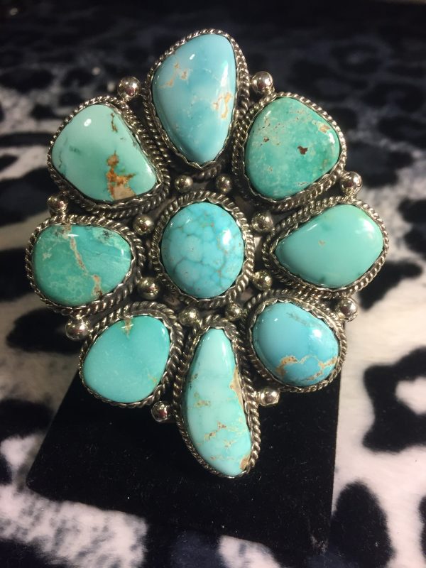 Huge Royston Turquoise Flower Cluster Ring Sale