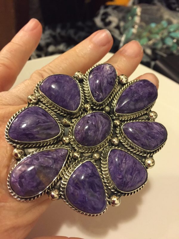 Charoite huge flower ring For Sale