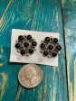 Black Onyx  Sterling Silver button earrings Hot on Sale